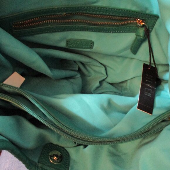 STEVEN STEVE MADDEN Woven Knit CHEVRON Tote Shopper Shoulder Bag AQUA JANDREAS - Picture 7 of 8